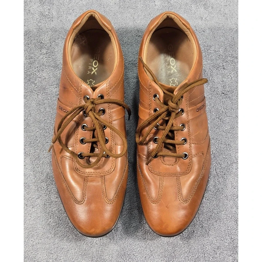 Geox Respira Men's Size 12 Brown Leather Casual Fashion Sneakers U32A5C EU 45 - Picture 3 of 11